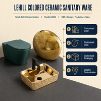WC de luxe en céramique dorée et noire pour salle de bain, articles sanitaires, lavabo sur pied coloré