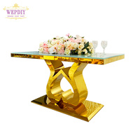 Table de réception en acier inoxydable pour mariés, événements, mariage, table longue antique pour banquet