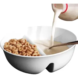 Tigela de cereais em porcelana branca Novidade Divid Dip Bowl