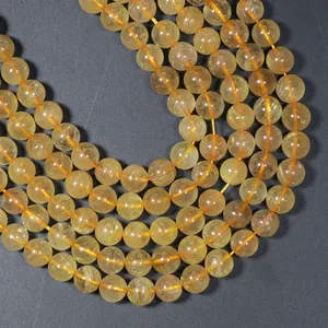 High Quality Rutilated Quartz Beads 8mm Round Loose Gemstone Golden Rutilated Quartz Beads For Jewelry Making