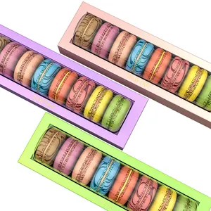 Sawtru食品级豪华纸板聚氯乙烯透明窗马卡龙纸盒包装蛋糕烘焙坚果糖果巧克力