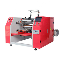 Machine à rembobiner électrique à 3 arbres de bonne qualité pour feuille d'aluminium de qualité alimentaire, avec unité de programmation PPD PLC, en caisse en bois, semi-automatique