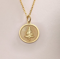 Pendentif Arbre à Vie Personnalisable en Acier Inoxydable 316L, Collier Pin du Liban Plaqué Or 18K pour Femmes et Hommes