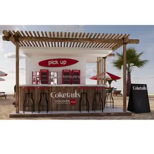 Attraktive Getränke theke aus Holz außerhalb der Getränke vitrine Beach Kiosk Cola Showcase Retail Display Tisch zum Verkauf