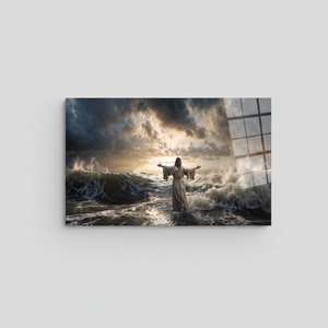 Panel Decorativo Art Deco con Imagen de Jesús Caminando sobre el Agua, Arte Espiritual para Colgar en Casa e Iglesia - Product Image 2