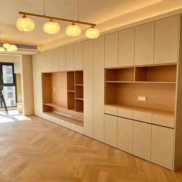 Minimalist Living Room Furniture Wooden Wall Mounted Floating Tv Cabinet Set with Open Shelving Hidden Storage Modern Tv Stands