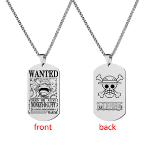 Collier avec plaque de recherche en acier inoxydable, gravure <span class=keywords><strong>laser</strong></span> double face, motif pirates de chapeau de paille anime, 49 couleurs, haute qualité, inaltérable - Product Image 2