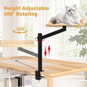 JQ Indoor Katzen-Schreibtischbett 15,75 Zoll Modernes Katzenbett mit Matte 360 °   Drehbar und höhenverstellbar für Schreibtische, Bürotische und Gaming-Tische - Product Image 2