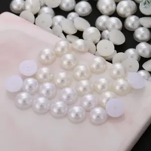 ABS塑料半平背珍珠4-10毫米米色和白色贴花半亚克力宝石圆珠指甲装饰