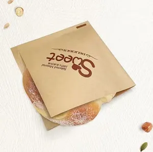 Custom Logo Printing High quality oil-proof paper Brown Whiter Kraft Paper Donuts Sandwich Pouches Food Packaging Bags
