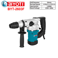 Perceuse à béton haute puissance Biyoti BYT-2603F 1200W, marteau de démolition professionnel 26 mm pour perçage de trous dans les murs en pierre
