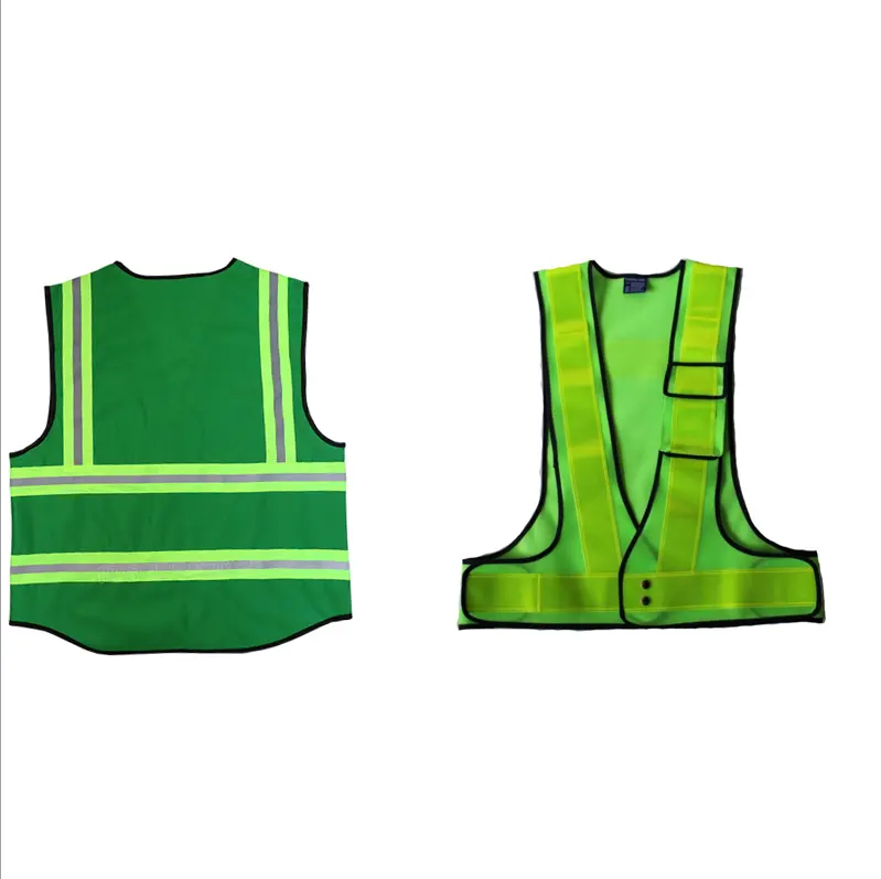 China fabrikant solar green reflecterende veiligheid netto type vest met pouch iso 20471 klasse 3 voor motorbike in turkije maleisië