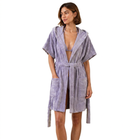Peignoir court en jacquard de luxe, en coton éponge, col châle, kimono, avec logo personnalisé, pour hôtel, plage, piscine, vacances