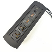 Puissance universelle Table de conférence montée cachée bureau Prise rotative à lèvre manuelle avec 2 ports de charge et de données USBA + USB-C