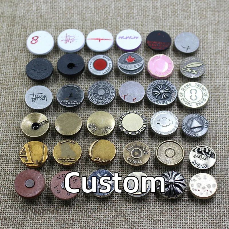Custom Logo Brass Jeans Buttons And Rivets Denim Garment Metal Jeans Button For Clothing