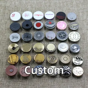 Boutons et rivets en laiton pour jeans, logo personnalisé, bouton en métal pour vêtement denim en jean pour vêtement