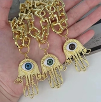 Collier pendentif œil de palmier vintage plaqué or 14 carats, style punk, tendance, avec chaîne à maillons, idéal pour un cadeau d'anniversaire