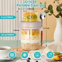 Yongli Overnight Oats-potten met lepel & deksel, luchtdichte, lekvrije maaltijdvoorbereidingscontainer, droge & natte scheiding voor ontbijtgranen