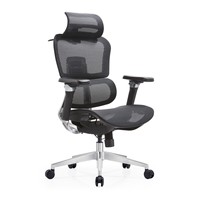 Chaise de bureau ergonomique pivotante en maille d'aluminium 6D avec appui-tête 3D, dossier séparé et soutien lombaire auto-adaptatif pour bureau à domicile