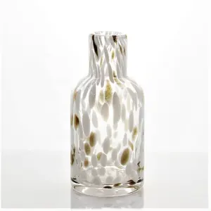 custom hand blown brown white dappled small mini glass flower bud vases for home decor