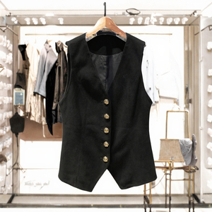 Chaleco de Piel de Oveja Genuina para Mujer, Estilo Estrella de la Moda, Transpirable, con un Solo Botón, Chaqueta de Motocicleta para Primavera/Invierno - Product Image 3