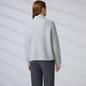 Oversized Honeycomb Long Sleeve <b>Pullover</b> Customizable Cozy Winter <b>Jumper</b> Women's Wool Blend Mock Neck Knit Sweater - Product Image 6