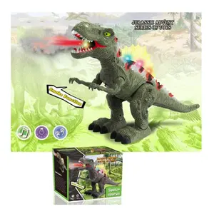 儿童B/O自动前进烟雾喷雾电动爬行动物恐龙玩具带光声音喷雾功能水瓶儿童玩具