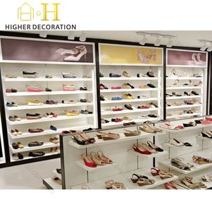 Luxury Boutique Shoes Display <strong>Cabinet</strong> Featuring a Solid Wood Base and <strong>Glass</strong> <strong>Shelving</strong> for Retail Store - Product Image 2