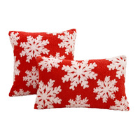 Housse de coussin flocon de neige de Noël en jacquard brodé, housse de coussin en peluche pour canapé, décoration de fêtes NLS