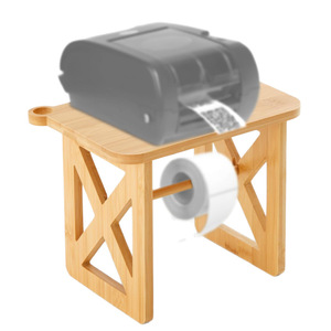Bamboo Thermal <b>Printer</b> Stand Desktop Label Maker Storage Rack Courier Waybill Holder Office <b>Desk</b> Organizer Rectangle Standing - Product Image 1