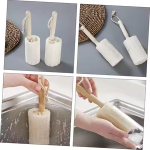 Brosse à bouteille en éponge naturelle de loofah avec manche en bois, pour la vaisselle de cuisine et les articles de toilette - Product Image 2