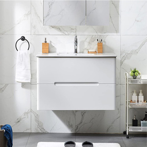 Mobile da <span class=keywords><strong>Bagno</strong></span> Moderno da 30 Pollici con <span class=keywords><strong>Lavabo</strong></span>, Montaggio a Parete, Finitura <span class=keywords><strong>in</strong></span> PVC Bianco per il Mercato Europeo - Product Image 5