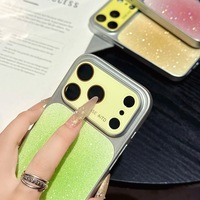 Coque de téléphone tendance à grande fenêtre dégradée et pailletée pour iPhone 17 Pro Max 16 15 14 Plus 13 12 11 avec protection d'objectif en verre et coque arrière