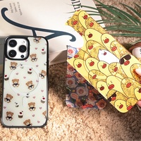 Coque de téléphone à panneau arrière magnétique remplaçable pour iphone 17 / 17pro/17promax/17air avec l'ours à gâteau aux cerises dorées