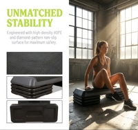 Plataforma de Step Ajustable FDFIT de Alta Calidad, 110 cm, Multinivel, Superficie Antideslizante de TPE, PP y ABS, para Gimnasio, Centro de Fitness, Cardio en Casa