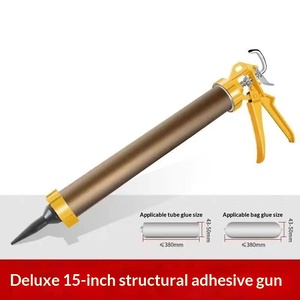 Pistolet à colle adhésive et mastic manuel en aluminium rouge de 600 ml pour bricolage et OEM, avec buses coniques - Product Image 4