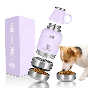 Miễn phí Mẫu Everich 3 trong 1 20oz xách tay con chó chai nước con chó Bát thép không gỉ cách nhiệt du lịch ngoài trời