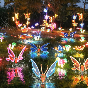 Lumière décorative LED 3D lumineuse en forme de grand papillon, 12V DC, motif papillon dynamique simulé, pour mariage, jardin, arbre, éclairage nocturne - Product Image 2