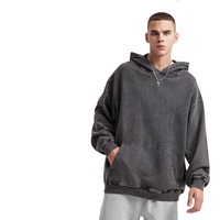 Sweat à capuche pour homme en coton lavé, coupe ample, style rétro, effet vieilli, batik, lourd et uni - Nouvelle mode