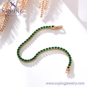 X000895275 Xuping Jewelry Green Zircon Exquisite Charm Jewelry Fashion Simple 18K Gold Color Bracelet