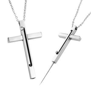 Collier de défense personnelle à chaîne croisée avec pointe dissimulée pour femmes, arme anti-agression portable, équipement de sécurité pour le camping - Product Image 4