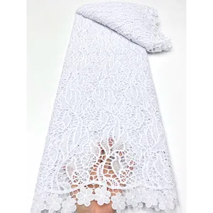 Привлекательная цена новая белая кружевная ткань для свадебного платья кружевной материал африканская кружевная ткань