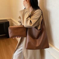 Sac bandoulière décontracté en PU tressé, best-seller transfrontalier, nouvelle collection 2026, grand format en polyester