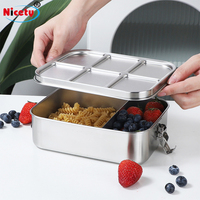 Boîte à lunch bento en acier inoxydable, étanche, compartimentée, sans BPA, réutilisable pour le bureau, l'école et le camping