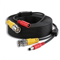 Câble Combo BNC vers DC LLHY, 4,0 mm d'épaisseur, tout cuivre, pour extension vidéo et alimentation de caméra de sécurité CCTV DVR longue portée