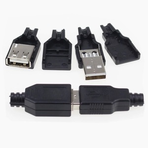 หัวต่อ <span class=keywords><strong>USB</strong></span> 2.0 Type <span class=keywords><strong>A</strong></span> แบบ 4 พิน ตัวผู้และตัวเมีย แบบเชื่อมต่อสายด้วยการบัดกรี พร้อมปลอกพลาสติก สำหรับสายดาต้า - Product Image 4