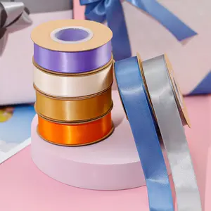 Lude rPet đồng bằng lụa satin Ribbon CuộN nhà máy bán buôn tùy chỉnh đôi mặt bên 100% polyester băng bền vững