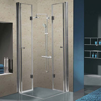 Cabine de douche carrée sans cadre avec portes pliantes, fournie directement par l'usine de Suez, pour hôtels et appartements