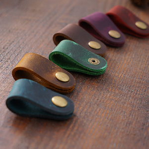 <strong>Crazy</strong> Horse Genuine Leather <strong>Earphones</strong> Winder Keeper Earbuds Organizer Portable USB Cable Holder - Product Image 6