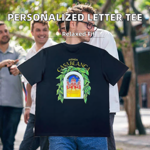 Camiseta Deportiva Casual de Manga Corta con Cuello Personalizado y Estampado de Letras, 100% Algodón, Ajuste Holgado, Antipilling, Nuevo Estilo, Superventas - Product Image 2